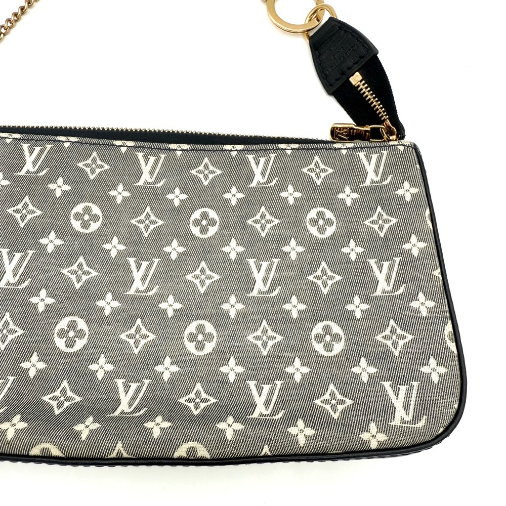 Louis Vuitton Denim Navy Blue and Gold Monogram Canvas Pochette Bag - Picture 2 of 12